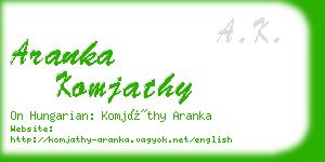 aranka komjathy business card